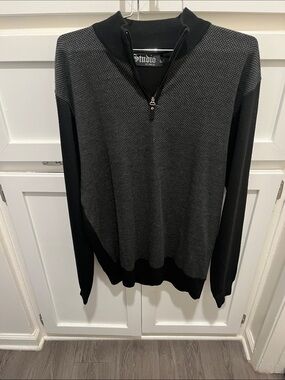 Studio 17 Men's Black & Charcoal Zip-Neck Sweater